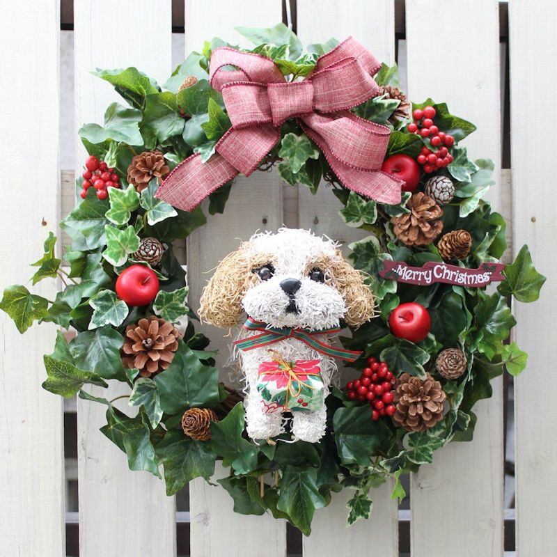 クリスマス⭐リース  シーズー シーズーグッズクリスマスリース 犬好きプレゼント｜アトリエ花倶楽部