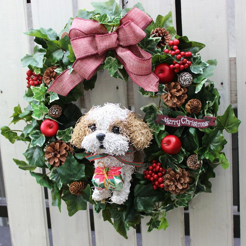 犬好きクリスマスリース
