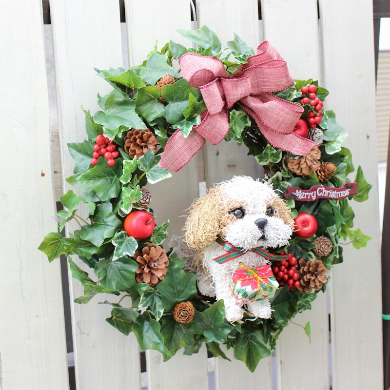 クリスマスリース犬