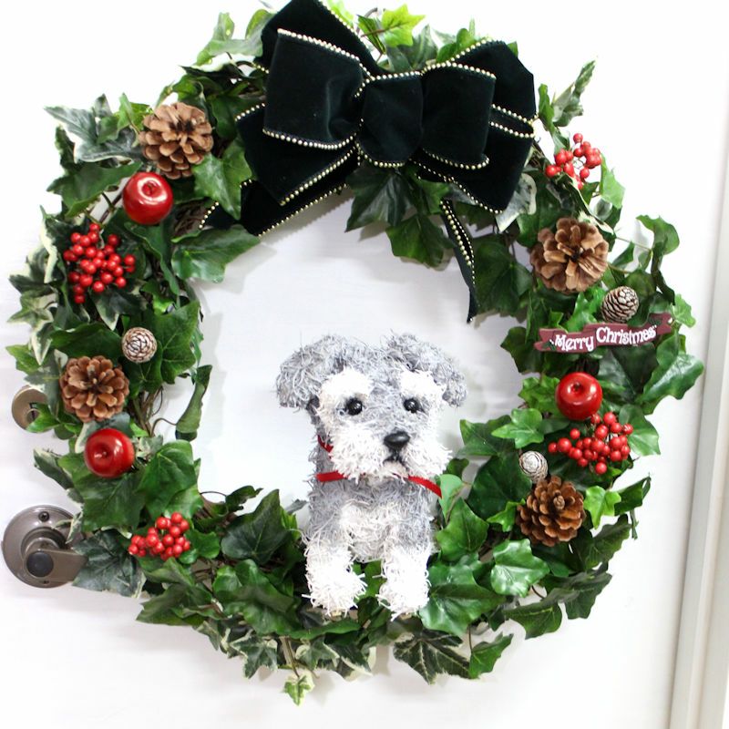 犬好きクリスマスリース