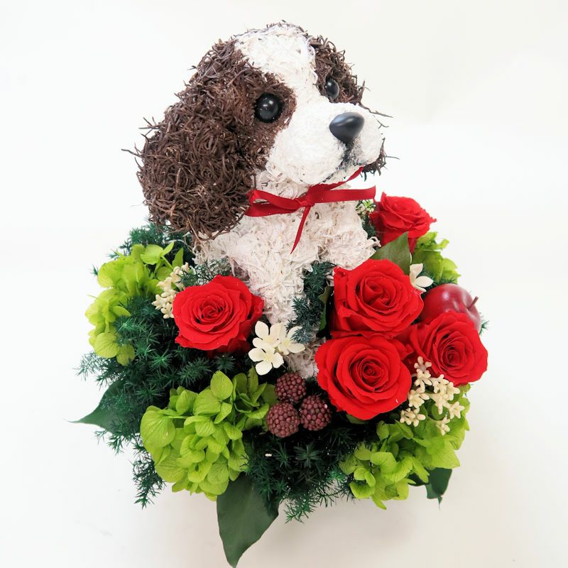 犬好きプレゼント　プリザーブドフラワー