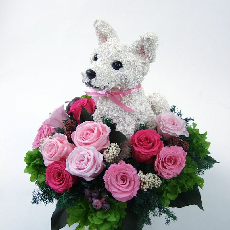 プリザーブドフラワー犬