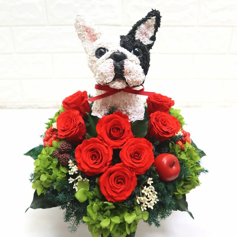 フレンチブルドッグ　花