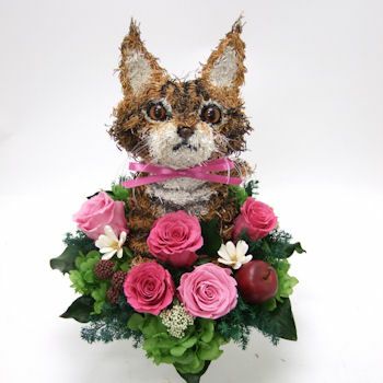 ペットのお供え花・ペットのお悔やみ 癒しの花 犬猫トピアリーフラワー