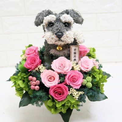 シュナウザープレゼント 犬花 トピアリー-アトリエ花倶楽部