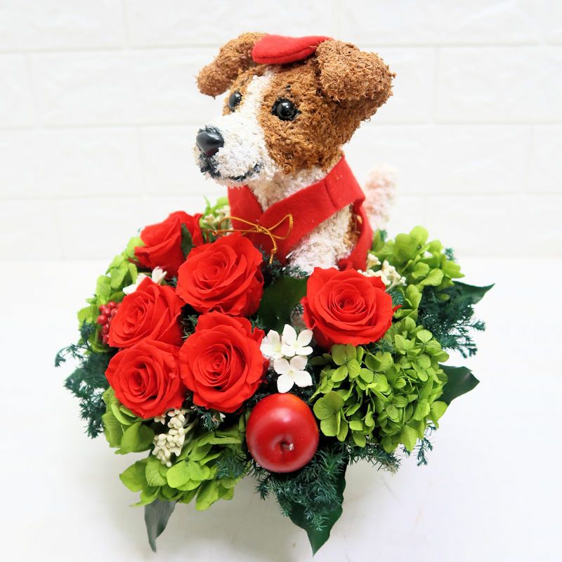 ジャックラッセルテリア　花