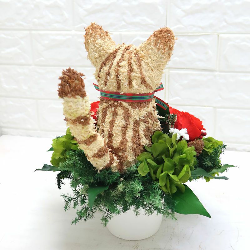 猫フラワーアレンジ